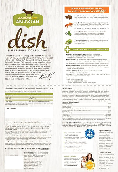 Nutrish Rachael Ray Dish Premium Natural Dry Dog Food, Chicken & Brown Rice Recipe with Veggies & Fruit, 3.75 Pounds - PAWPICO