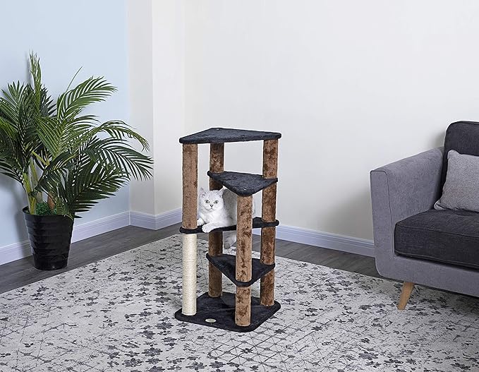 Go Pet Club Everyday Value 33in Cat Tree Kitty Scratcher Kitten Condo Tower House Furniture for Indoor Cats, Brown/Black - PAWPICO