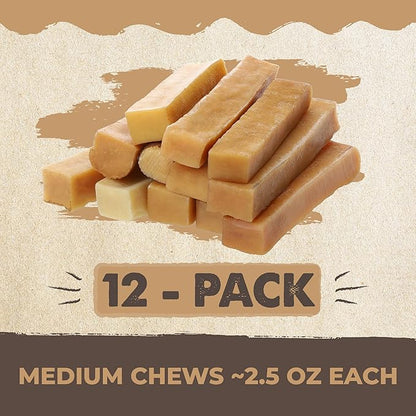 Mighty Paw Yak Cheese Chews for Dogs, All Natural Long Lasting Pet Treats. Odorless & Great for Oral Health. Limited Ingredient Chews for Puppies & Power Chewers (Medium, 12 Pack)1 Count (Pack of 1) - PAWPICO