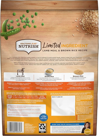 Rachael Ray Nutrish Limited Ingredient Diet Lamb Meal & Brown Rice Recipe, 6 Pounds (Packaging Design May Vary) - PAWPICO