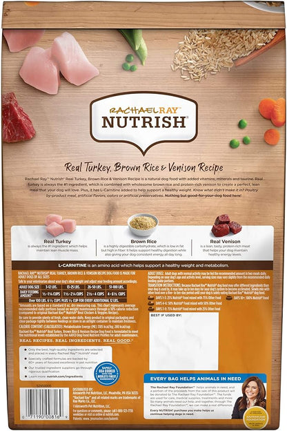 Rachael Ray Nutrish Dry Dog Food, Turkey, Brown Rice & Venison Recipe for Weight Management, 5.5 Pounds - PAWPICO