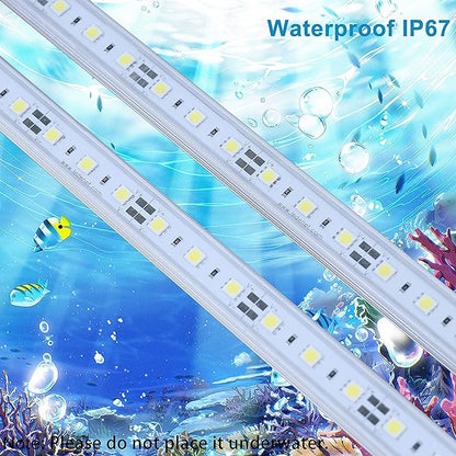 Two 20" 6500K-7000K White Super Bright 30LEDs 5050 Aquarium LED Strip for Fish Tanks - Waterproof Aluminum Lights 12V DC LED Linear Lighting LEDENET