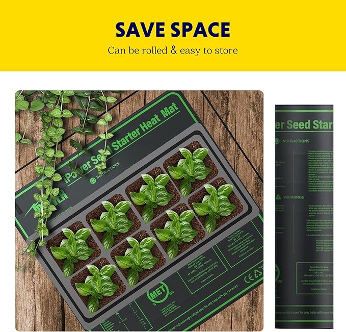iPower Durable Seedling Heat Mat Warm 20" x 20" Hydroponic Heating Pad Waterproof for Seed Starting Greenhouse and Germination iPower