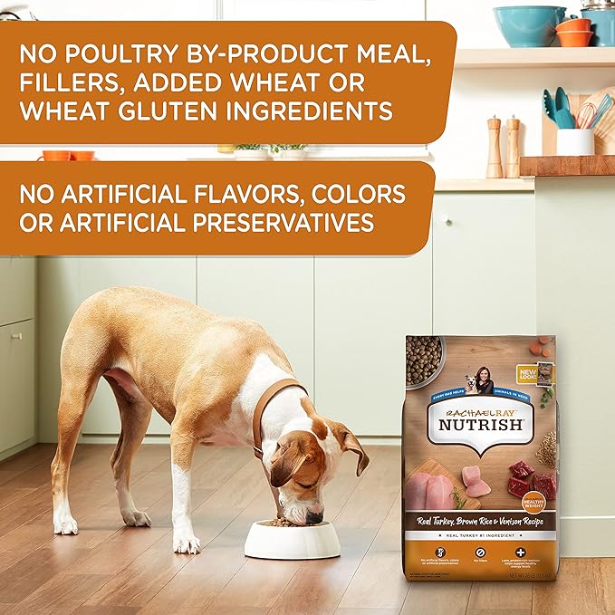 Rachael Ray Nutrish Dry Dog Food, Turkey, Brown Rice & Venison Recipe for Weight Management, 13 Pounds - PAWPICO