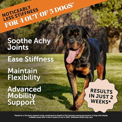 Pet Honesty Hip & Joint Health Max Strength - Natural Joint Supplement for Dogs Chews - Glucosamine, Omega-3s, Chondroitin, Green Lipped Mussel - Help Improve Mobility, May Reduce Discomfort (90 ct) PetHonesty
