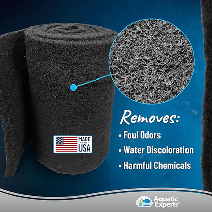 Aquarium Carbon Pad - Cut to Fit Carbon Infused Filter Pad Media for Crystal Clear Fish Tank and Ponds (18 Inch Width, 36 Inch Long) AquaticExperts