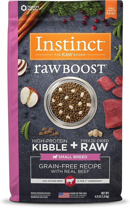 Instinct Raw Boost Small Breed Grain Free Recipe with Real Beef Natural Dry Dog Food, 4 lb. Bag - PAWPICO