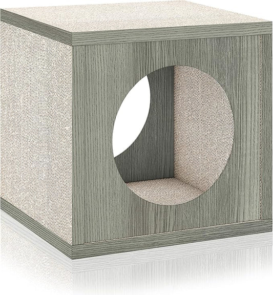 Way Basics Cat Scratching Post House Cube Scratcher (Tool-Free Assembly) - PAWPICO