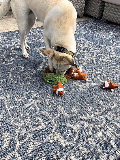 Fox in Tree Hide and Seek Dog Toy for Small and Medium Size Dogs, Plush Fox Inside Trunk Dog Toy with Squeaker, Interactive Burrow Dog Toy (Tree with Fox, Medium) - PAWPICO