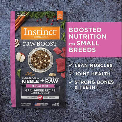Instinct Raw Boost Small Breed Grain Free Recipe with Real Beef Natural Dry Dog Food, 4 lb. Bag - PAWPICO
