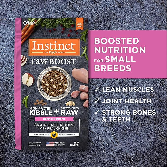 Instinct Raw Boost Small Breed Grain Free Recipe with Real Chicken Natural Dry Dog Food, 4 lb. Bag - PAWPICO