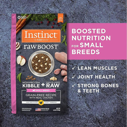 Instinct Raw Boost Small Breed Grain Free Recipe with Real Chicken Natural Dry Dog Food, 4 lb. Bag - PAWPICO