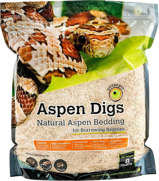 Galápagos (05064) Aspen Digs Shavings Bedding, 8-Quart, Natural Galapagos